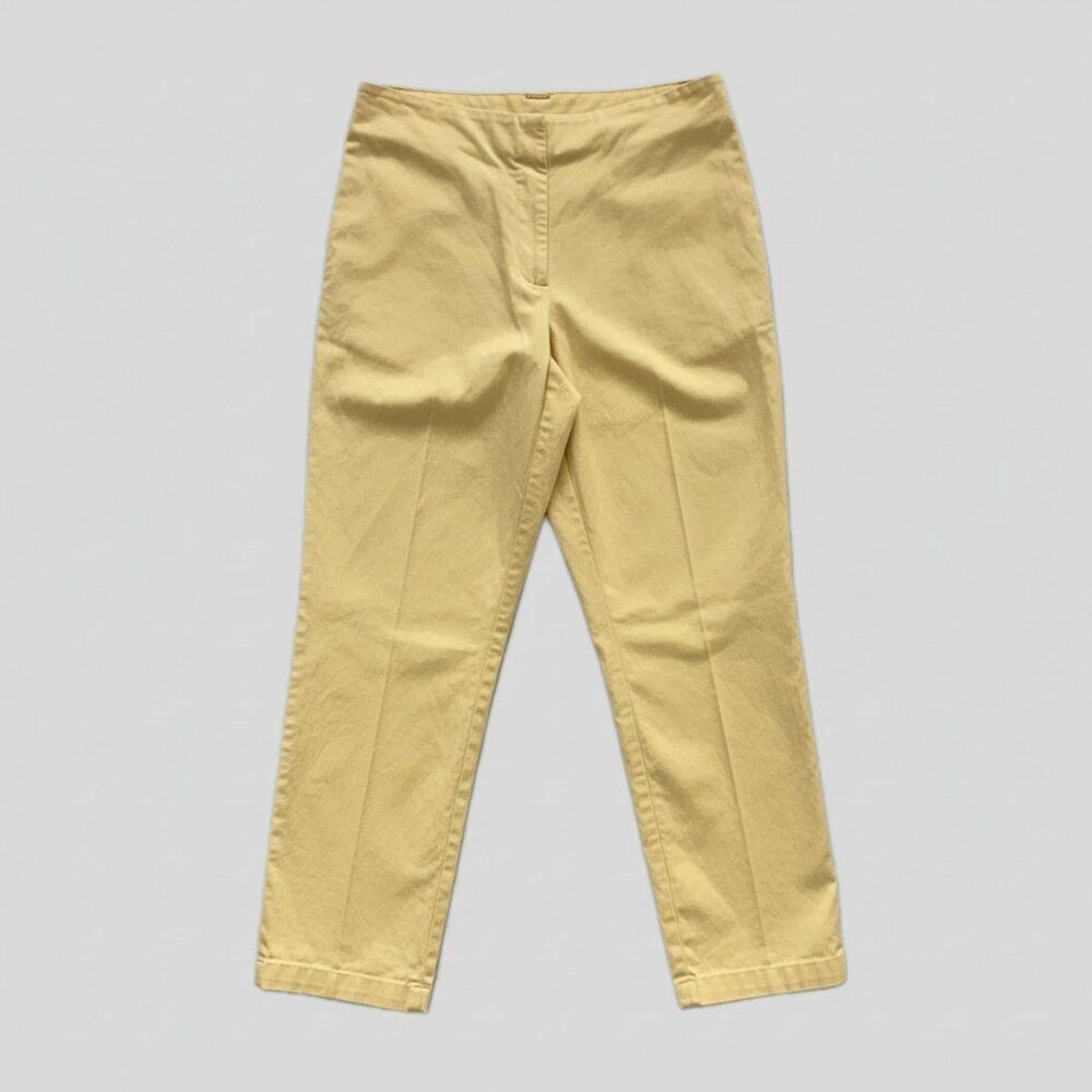 Vintage 90s Limited Yellow Stretch Cotton Casual Skinny Spring Summer Pants 4